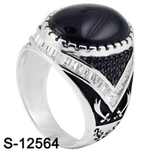 Новое мужское кольцо из серебра 925 пробы с черно-белым CZ (S-12564)